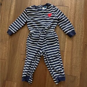Old Navy - Navy and White Striped One Piece with Red Heart